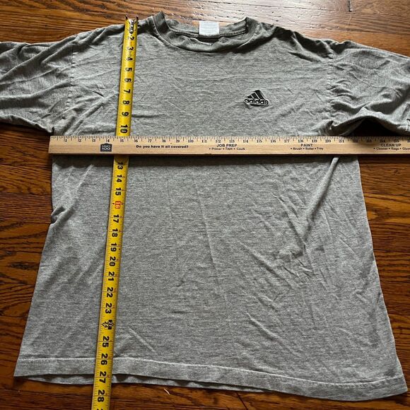 Vintage Thrashed Thin Adidas T-Shirt Mens M Gray Embroidered Logo 90s Y2K Grunge - Picture 5 of 9